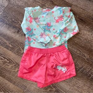 2T Girl’s Cat Print Swim Set